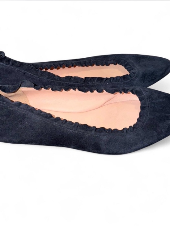 kate spade Shoes - kate spade Black Suede Ruffle-Edge Ballet Flats